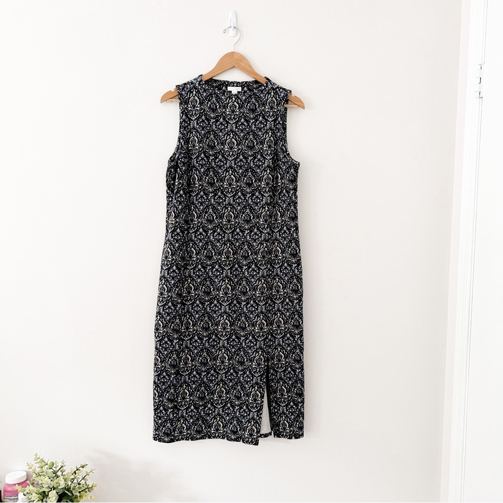 J. JILL blue paisley textured sleeveless shift dress